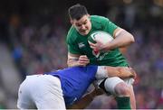 10 March 2019; Jonathan Sexton of Ireland is tackled by Etienne Falgoux of France during the Guinness Six Nations Rugby Championship match between Ireland and France at the Aviva Stadium in Dublin. Photo by Brendan Moran/Sportsfile
