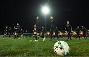 15 March 2019; The Dundalk players warm up before the SSE Airtricity League Premier Division match between Derry City and Dundalk at Ryan McBride Brandywell Stadium in Derry Photo by Oliver McVeigh/Sportsfile