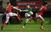 15 March 2019; Sean French of Ireland in action against Aneurin Owen, left, and Tiaan Thomas-Wheeler of Wales during the U20 Six Nations Rugby Championship match between Wales and Ireland at Zip World Stadium in Colwyn Bay, Wales. Photo by Piaras Ó Mídheach/Sportsfile
