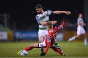 15 March 2019; Greg Bolger of Shamrock Rovers in action against Kris Twardek of Sligo Rovers during the SSE Airtricity League Premier Division match between Shamrock Rovers and Sligo Rovers at Tallaght Stadium in Dublin. Photo by Harry Murphy/Sportsfile