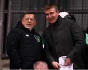 15 March 2019; Republic of Ireland u21 manager Stephen Kenny, right, and FAI President Donal Conway during the SSE Airtricity League Premier Division match between Shamrock Rovers and Sligo Rovers at Tallaght Stadium in Dublin. Photo by Harry Murphy/Sportsfile