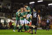 15 March 2019; Conor McCarthy of Cork City, centre, celebrates with team-mates after scoring his side's first goal during the SSE Airtricity League Premier Division match between Cork City and Bohemians at Turners Cross in Cork.  Photo by Eóin Noonan/Sportsfile