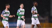 15 March 2019; Daniel Carr of Shamrock Rovers celebrates after scoring his side's first goal with team-mates Ronan Finn, left, and Trevor Clarke during the SSE Airtricity League Premier Division match between Shamrock Rovers and Sligo Rovers at Tallaght Stadium in Dublin. Photo by Harry Murphy/Sportsfile