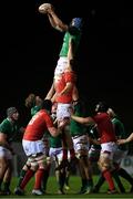 15 March 2019; Ryan Baird of Ireland wins possession in the lineout ahead of Teddy Williams of Wales during the U20 Six Nations Rugby Championship match between Wales and Ireland at Zip World Stadium in Colwyn Bay, Wales. Photo by Piaras Ó Mídheach/Sportsfile