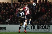15 March 2019; David Parkhouse of Derry City in action against Daniel Cleary of Dundalk during the SSE Airtricity League Premier Division match between Derry City and Dundalk at Ryan McBride Brandywell Stadium in Derry Photo by Oliver McVeigh/Sportsfile