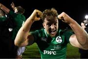 15 March 2019; Liam Turner of Ireland celebrates after winning the U20 Six Nations Rugby Championship match between Wales and Ireland at Zip World Stadium in Colwyn Bay, Wales. Photo by Piaras Ó Mídheach/Sportsfile