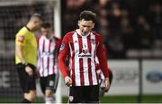 15 March 2019; Conor McDermott of Derry City after reacts after conceding a penalty during the SSE Airtricity League Premier Division match between Derry City and Dundalk at Ryan McBride Brandywell Stadium in Derry Photo by Oliver McVeigh/Sportsfile