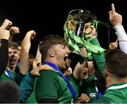 15 March 2019; Captain Charlie Ryan of Ireland celebrates with team-mates after winning the U20 Six Nations Rugby Championship match between Wales and Ireland at Zip World Stadium in Colwyn Bay, Wales. Photo by Piaras Ó Mídheach/Sportsfile