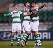 15 March 2019; Ronan Finn of Shamrock Rovers, right, celebrates after scoring his side's second goal with team-mates during the SSE Airtricity League Premier Division match between Shamrock Rovers and Sligo Rovers at Tallaght Stadium in Dublin. Photo by Harry Murphy/Sportsfile