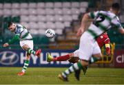 15 March 2019; Jack Byrne of Shamrock Rovers shoots to score his side's third goal during the SSE Airtricity League Premier Division match between Shamrock Rovers and Sligo Rovers at Tallaght Stadium in Dublin. Photo by Harry Murphy/Sportsfile