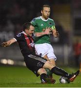 15 March 2019; Karl Sheppard of Cork City is tackled by Derek Pender of Bohemians during the SSE Airtricity League Premier Division match between Cork City and Bohemians at Turners Cross in Cork.  Photo by Eóin Noonan/Sportsfile
