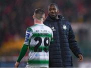 15 March 2019; Daniel Carr, right, and Jack Byrne of Shamrock Rovers embrace following the SSE Airtricity League Premier Division match between Shamrock Rovers and Sligo Rovers at Tallaght Stadium in Dublin. Photo by Harry Murphy/Sportsfile