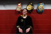 15 March 2019; Katie Taylor relaxes in her dressing room after defeating Rose Volante in their WBA, IBF & WBO Female Lightweight World Championships unification bout at the Liacouras Center in Philadelphia, USA. Photo by Stephen McCarthy / Sportsfile