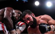 15 March 2019; Tevin Farmer, left, and Jono Carroll during their International Boxing Federation World Super Featherweight title bout at the Liacouras Center in Philadelphia, USA. Photo by Stephen McCarthy / Sportsfile