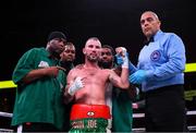 15 March 2019; John Joe Nevin celebrates after his lightweight contest with Andres Figueroa at the Liacouras Center in Philadelphia, USA. Photo by Stephen McCarthy / Sportsfile