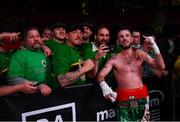 15 March 2019; John Joe Nevin celebrates with supporters after his lightweight contest with Andres Figueroa at the Liacouras Center in Philadelphia, USA. Photo by Stephen McCarthy / Sportsfile