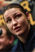 15 March 2019; Katie Taylor during a press conference following her WBA, IBF & WBO Female Lightweight World Championships unification bout with Rose Volante at the Liacouras Center in Philadelphia, USA. Photo by Stephen McCarthy / Sportsfile