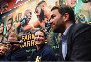 15 March 2019; Katie Taylor, alongside promoter Eddie Hearn, right, during a press conference following her WBA, IBF & WBO Female Lightweight World Championships unification bout with Rose Volante at the Liacouras Center in Philadelphia, USA. Photo by Stephen McCarthy / Sportsfile