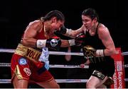 15 March 2019; Katie Taylor, right, and Rose Volante during their WBA, IBF & WBO Female Lightweight World Championships unification bout at the Liacouras Center in Philadelphia, USA. Photo by Stephen McCarthy / Sportsfile