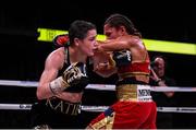 15 March 2019; Katie Taylor, left, and Rose Volante during their WBA, IBF & WBO Female Lightweight World Championships unification bout at the Liacouras Center in Philadelphia, USA. Photo by Stephen McCarthy / Sportsfile