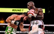 15 March 2019; Jono Carroll, left, and Tevin Farmer during their International Boxing Federation World Super Featherweight title bout at the Liacouras Center in Philadelphia, USA. Photo by Stephen McCarthy / Sportsfile