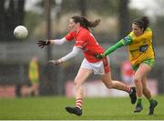 16 March 2019; Áine O'Sullivan of Cork in action against Amy Boyle Carr of Donegal during the Lidl Ladies NFL Division 1 Round 5 match between Cork and Donegal at Páirc Uí Rinn in Cork. Photo by Eóin Noonan/Sportsfile