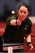 16 March 2019; Team Ireland's Fiodhna O'Leary, a member of the Blackrock Flyers Special Olympics Club, from Dublin 18, Co. Dublin, returns a serve from Nichole Amill of SO Puerto Rico during the table tennis event on Day Two of the 2019 Special Olympics World Games in the Abu Dhabi National Exhibition Centre, Abu Dhabi, United Arab Emirates. Photo by Ray McManus/Sportsfile