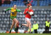 16 March 2019; Ashling Hutchings of Cork in action against Nicole McLaughlin of Donegal during the Lidl Ladies NFL Division 1 Round 5 match between Cork and Donegal at Páirc Uí Rinn in Cork. Photo by Eóin Noonan/Sportsfile