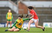 16 March 2019; Nicole McLaughlin of Donegal in action against Ciara O'Sullivan of Cork during the Lidl Ladies NFL Division 1 Round 5 match between Cork and Donegal at Páirc Uí Rinn in Cork. Photo by Eóin Noonan/Sportsfile