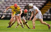 16 March 2019; Lee Chin of Wexford takes s hot at goal, despite the attentions of Fergal Flannery, left, and Gearoid McInerney both of Galway during the Allianz Hurling League Division 1 Quarter-Final match between Galway and Wexford at Pearse Stadium in Salthill, Galway. Photo by Sam Barnes/Sportsfile