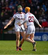 16 March 2019; Niall Burke of Galway, left, celebrates after scoring their side’s second goal with team-mate Davy Glennon during the Allianz Hurling League Division 1 Quarter-Final match between Galway and Wexford at Pearse Stadium in Salthill, Galway. Photo by Sam Barnes/Sportsfile