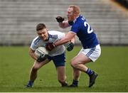 16 March 2019; Conor McCarthy of Monaghan in action against Cian Mackey of Cavan during the Allianz Football League Division 1 Round 6 match between Monaghan and Cavan at St Tiernach's Park in Clones, Monaghan. Photo by Oliver McVeigh/Sportsfile