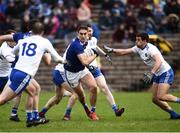 16 March 2019; Killian Clarke of Cavan  in action against Fintan Kelly and Drew Wylie of Monaghan during the Allianz Football League Division 1 Round 6 match between Monaghan and Cavan at St Tiernach's Park in Clones, Monaghan. Photo by Oliver McVeigh/Sportsfile