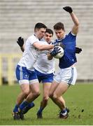 16 March 2019; Conor Madden of Cavan in action against Shane Carey and Drew Wylie of Monaghan during the Allianz Football League Division 1 Round 6 match between Monaghan and Cavan at St Tiernach's Park in Clones, Monaghan. Photo by Oliver McVeigh/Sportsfile