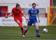 16 March 2019; Kate Mooney of Shelbourne in action against Meg Brennan of Limerick during the Só Hotels Women's National League match between Shelbourne and Limerick at Tolka Park in Dublin.  Photo by Piaras Ó Mídheach/Sportsfile