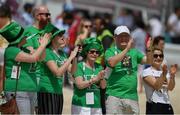 16 March 2019; Ian O'Callaghan, second from left, and family supporters cheer on the compiditors during the Kayaking events on Day Two of the 2019 Special Olympics World Games in the Abu Dhabi Yacht and Sailing Club in Abu Dhabi, United Arab Emirates. Photo by Ray McManus/Sportsfile