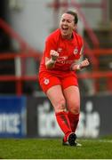 16 March 2019; Rebecca Creagh of Shelbourne celebrates scoring her side's first goal during the Só Hotels Women's National League match between Shelbourne and Limerick at Tolka Park in Dublin.  Photo by Piaras Ó Mídheach/Sportsfile
