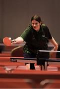16 March 2019; Team Ireland's Aoife McMahon, a member of COPE Foundation, from Clonakilty, Co. Cork, during her Table Tennis match on Day Two of the 2019 Special Olympics World Games in the Abu Dhabi National Exhibition Centre, Abu Dhabi, United Arab Emirates. Photo by Ray McManus/Sportsfile