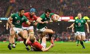 16 March 2019; Jacob Stockdale of Ireland is tackled by Aled Davies of Wales during the Guinness Six Nations Rugby Championship match between Wales and Ireland at the Principality Stadium in Cardiff, Wales. Photo by Ramsey Cardy/Sportsfile