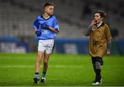 16 March 2019; Rocco Byrne, son of Westlife singer Nicky Byrne plays in the half time mini game during the Allianz Football League Division 1 Round 6 match between Dublin and Tyrone at Croke Park in Dublin. Photo by David Fitzgerald/Sportsfile