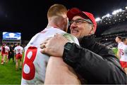 16 March 2019; Tyrone manager Mickey Harte celebrates with Cathal McShane following the Allianz Football League Division 1 Round 6 match between Dublin and Tyrone at Croke Park in Dublin. Photo by Piaras Ó Mídheach/Sportsfile