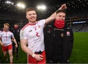 16 March 2019; Cathal McShane, left, and Michael McKernan of Tyrone celebrate following the Allianz Football League Division 1 Round 6 match between Dublin and Tyrone at Croke Park in Dublin. Photo by David Fitzgerald/Sportsfile