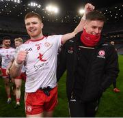 16 March 2019; Cathal McShane, left, and Michael McKernan of Tyrone celebrate following the Allianz Football League Division 1 Round 6 match between Dublin and Tyrone at Croke Park in Dublin. Photo by David Fitzgerald/Sportsfile