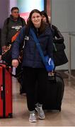 17 March 2019; Newly crowned WBA, IBF & WBO Female Lightweight World Champion Katie Taylor on her arrival at Dublin Airport. Taylor defeated Brazilian boxer Rose Volante in their unification bout at the Liacouras Center in Philadelphia, USA, on Friday, March 15. Photo by Stephen McCarthy/Sportsfile