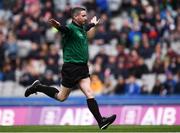 17 March 2019; Referee Fergal Horgan signals for a penalty during the AIB GAA Hurling All-Ireland Senior Club Championship Final match between Ballyhale Shamrocks and St Thomas' at Croke Park in Dublin. Photo by Harry Murphy/Sportsfile