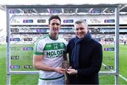 17 March 2019; Mark Doyle, Chief Marketing Officer, AIB, presents Colin Fennelly of Ballyhale Shamrocks with the Man of the Match award for his outstanding performance in the AIB Senior Hurling Club Championship Final match between Ballyhale Shamrocks and St Thomas in Croke Park on St Patrick’s Day. This season marks the 28th consecutive year that AIB have proudly sponsored the AIB GAA Club Championship. AIB is delighted to continue to support the Junior, Intermediate and Senior Club Championships across Football, Hurling and Camogie. For exclusive content and behind the scenes action of the AIB GAA & Camogie Club Championships follow AIB GAA on Facebook, Twitter, Instagram and Snapchat and www.aib.ie/gaa. Photo by Piaras Ó Mídheach/Sportsfile