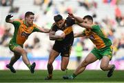 17 March 2019; Micheál Burns of Dr. Crokes' in action against Dylan Wall, left, and Cathal Silke of Corofin during the AIB GAA Football All-Ireland Senior Club Championship Final match between Corofin and Dr Crokes at Croke Park in Dublin. Photo by Harry Murphy/Sportsfile