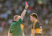 17 March 2019; Dr. Crokes' captain John Payne is sent off by referee Barry Cassidy, for a straight card offence after an incident with Dylan Wall of Corofin in the first half, during the AIB GAA Football All-Ireland Senior Club Championship Final match between Corofin and Dr Crokes' at Croke Park in Dublin. Photo by Piaras Ó Mídheach/Sportsfile