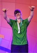 17 March 2019; Team Ireland's Kellie O'Donnell, a member of the Waterford SO Club, from Carrick-on-Suir, Co. Tipperary, after receiving a 4th place ribbon for Artistic Gymnastics on Day Three of the 2019 Special Olympics World Games in the Abu Dhabi National Exhibition Centre, Abu Dhabi, United Arab Emirates. Photo by Ray McManus/Sportsfile