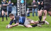 17 March 2019; Paul Gallogly of Longford RFC scores the second try against Kilkenny RFC during the Bank of Ireland Leinster Provincial Towns Cup Quarter-Final match between Longford RFC and Kilkenny RFC at Longford RFC in Longford. Photo by Matt Browne/Sportsfile